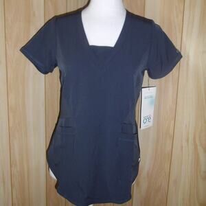 NWT Barco One Uniforms Gray V-Neck Short Sleeve Antimicrobial Scrub Top XS